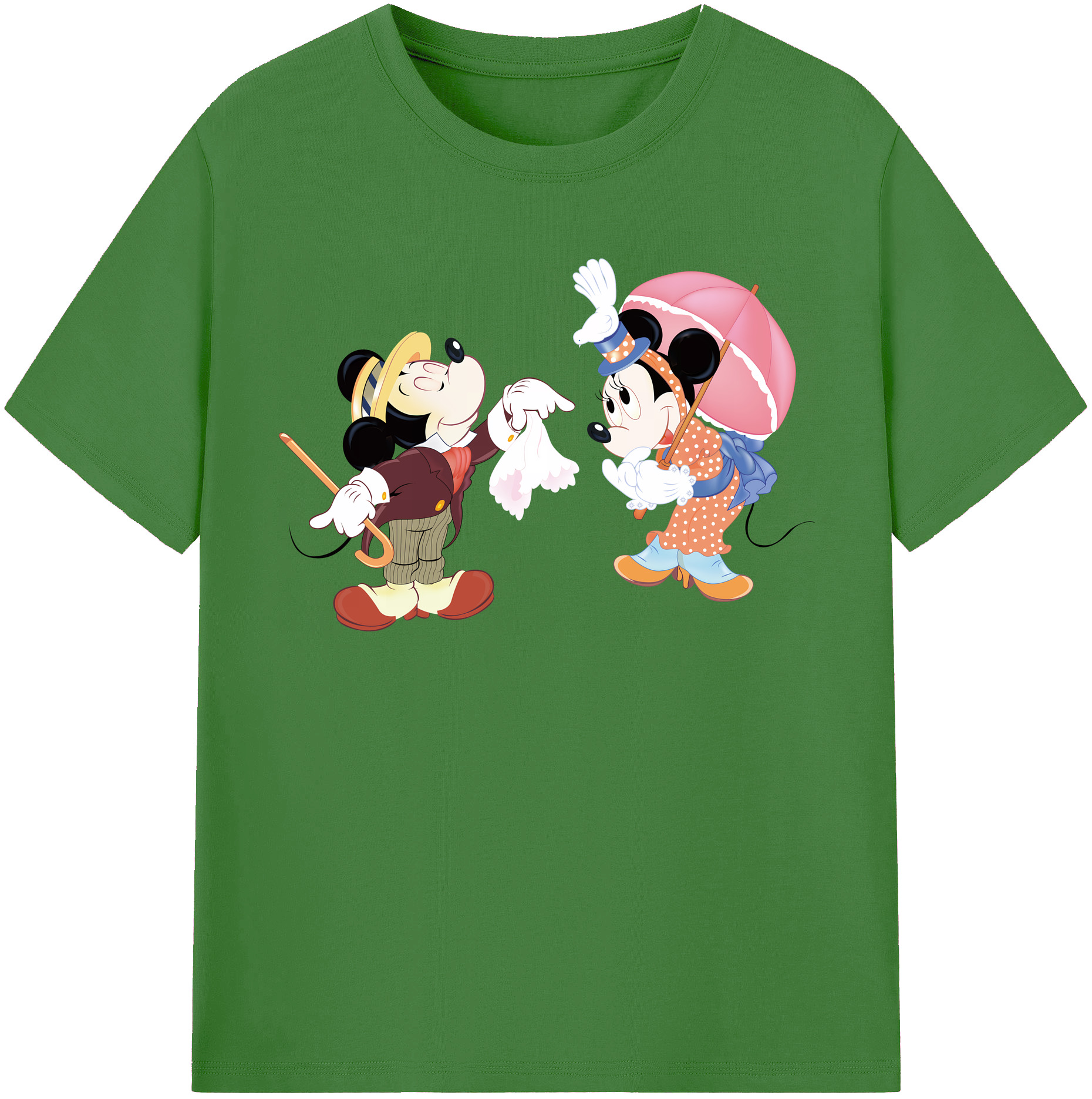 （画像用） ミッキーマウス Mickey Mouse レディースカジュアルプリントTシャツ（綿100％）
